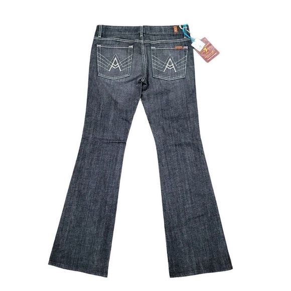 7FAM‎ Size 31 Distressed A-Pocket Swarovski Jeweled Low Rise Flare Jeans U130133 - Picture 1 of 12
